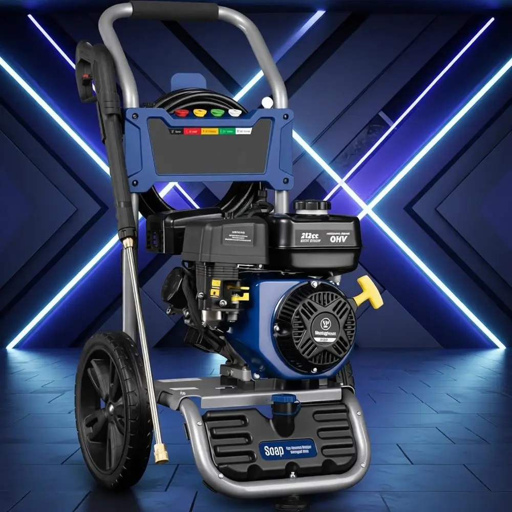 

WPX3400 Gas Prure Washer, 3400 PSI and 2.6 Max GPM, Onboard Soap Tank, Spray Gun and Wand, 5 Nozzle Set, or Cars/ences/Driveways