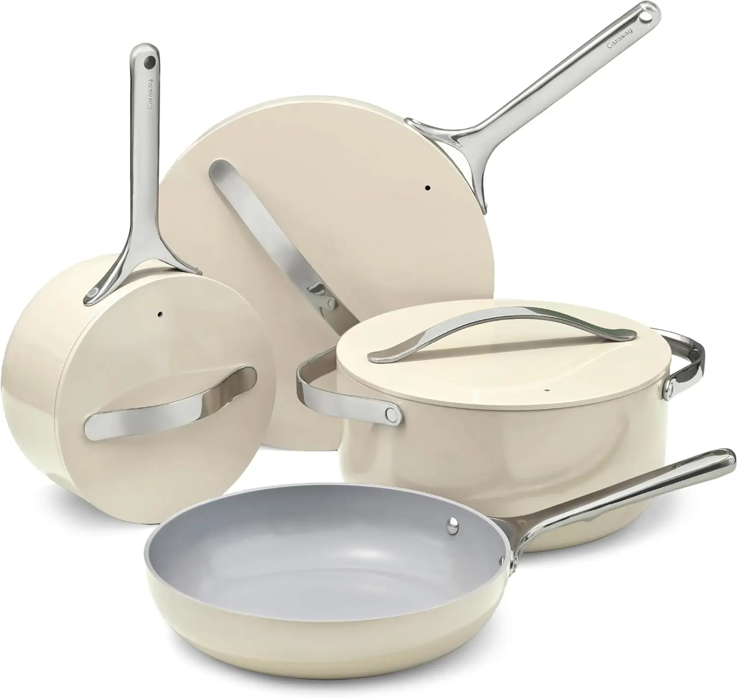 

Nonstick Ceramic Cookware Set (12 Piece) Pots, Pans, 3 Lids and Kitchen Storage - Non Toxic - Oven Safe & Compatible