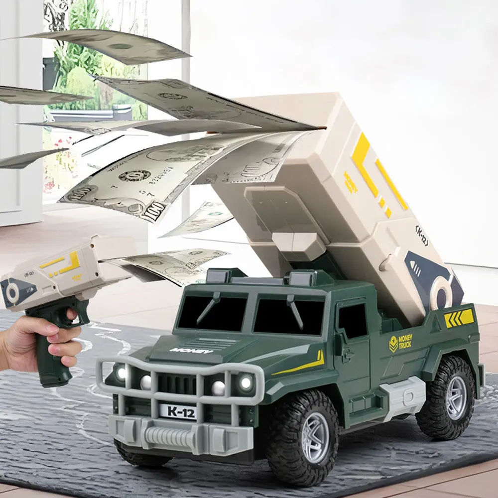 Kids 2-in-1 Money Gun RC Car Simulated Cash Gun & Anti-Air Armored Vehicle Toy LED lighting Remote Control Christmas Gift VG248