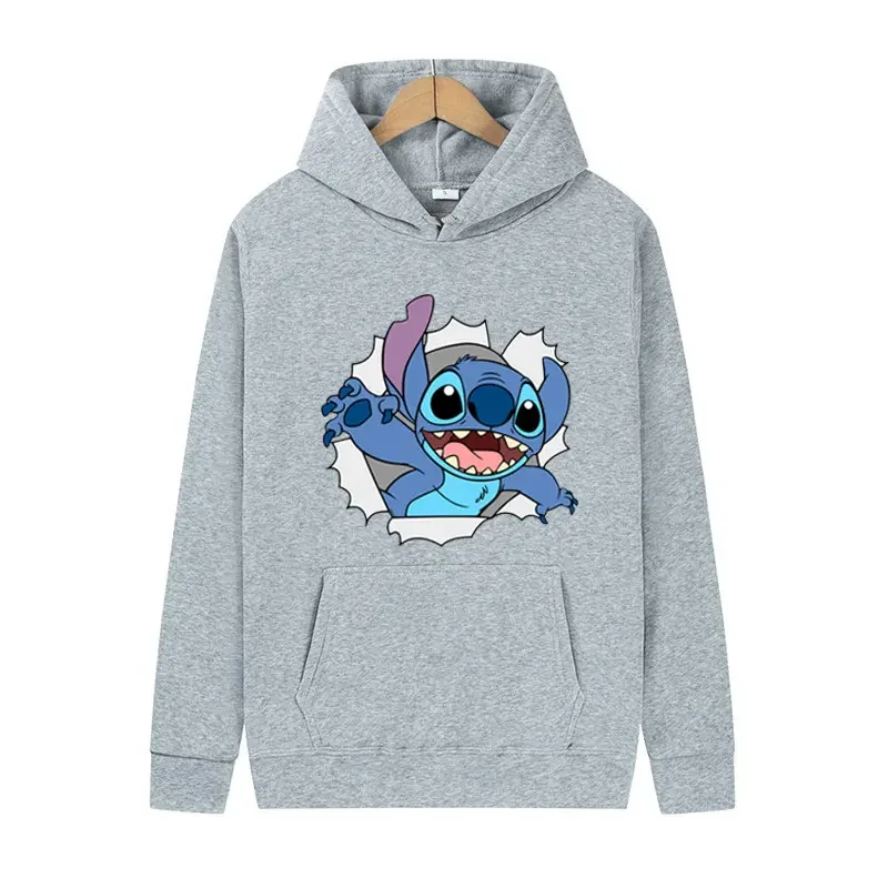 2025 Hot New Fashion Hoodies Pullover Cartoon Anime Stitch Woman Sweatshirts Autumn Winter Black Hoodie Unisex Clothing Tops