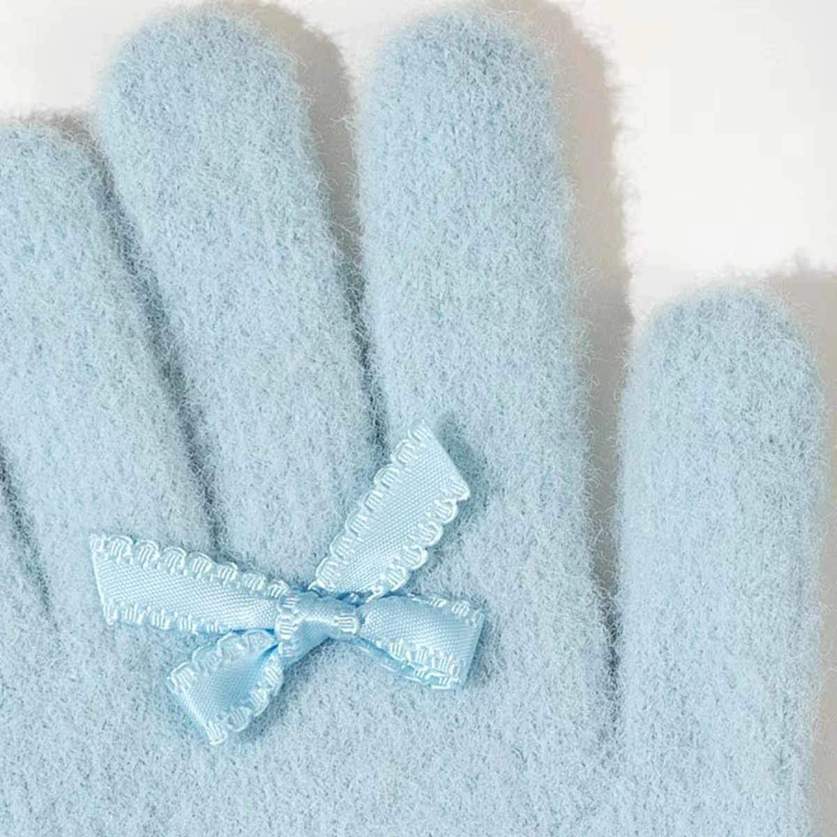 قفازات شتوية نسائية مع ديكور على شكل قمر على شكل فيونكة، قفازات حرارية مريحة فائقة النعومة، هدية أنيقة لها