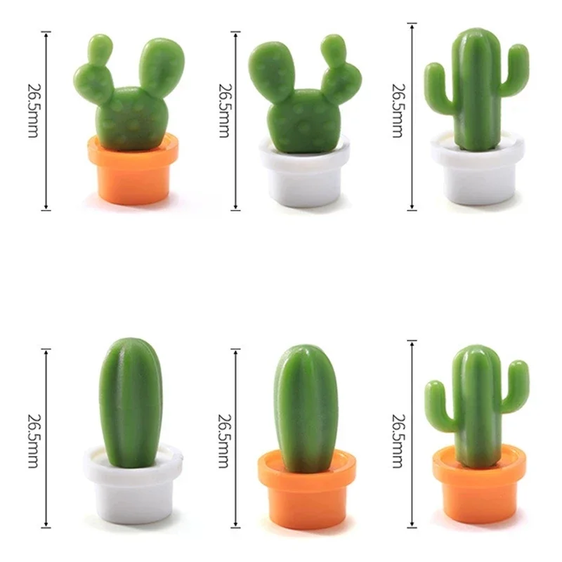 6pcs Cactus Fridge Magnet Refrigerator Magnetic Sticker 3D Cute Succulent Plant Message Board Reminder Home Decoration Kitchen