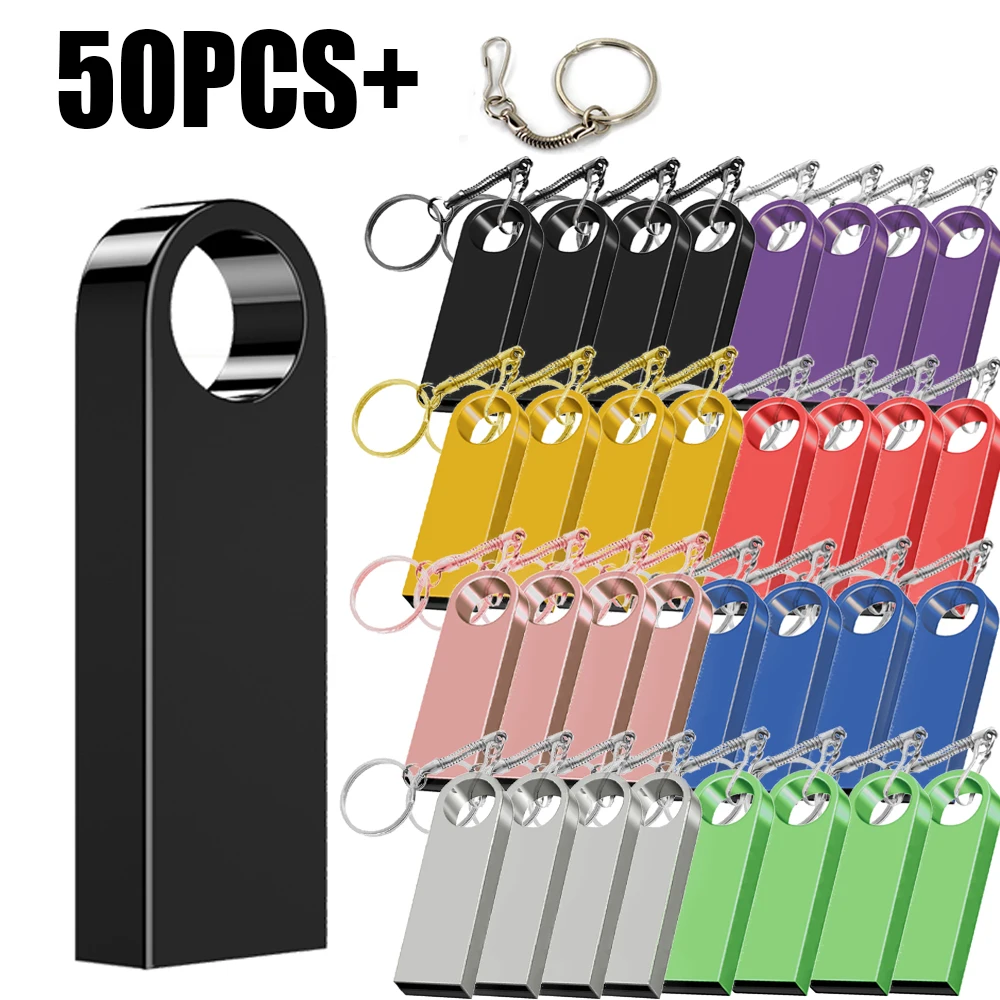 50PCS משלוח לוגו מותאם אישית USB דיסק און קי 4gb 8gb 2.0 במהירות גבוהה עט כונן 16gb 32gb 64GB 128GB Pendrive מתכת usb מקלות עם מפתח
