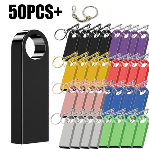 50 adet ücretsiz özel logolu USB Flash sürücü 4GB 8GB 2.0 yüksek hızlı kalem sürücü 16GB 32GB 64GB 128GB Pendrive metal usb anahtar ile sopa