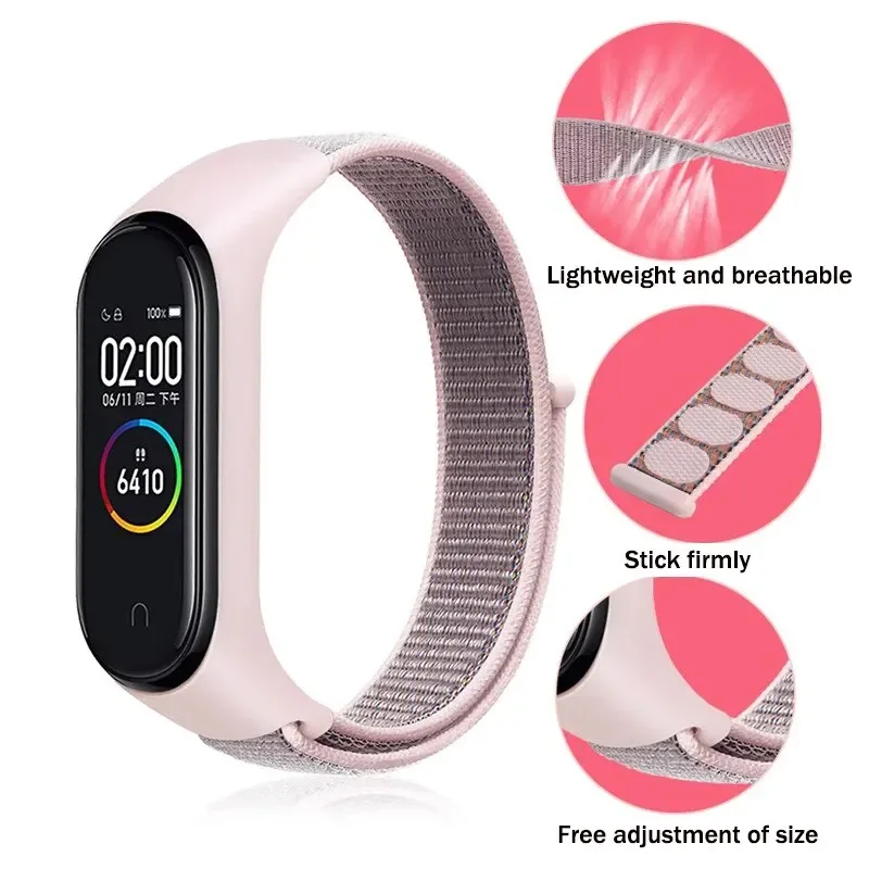 Nylon Strap For Xiaomi Mi Band 7 6 5 4 3 Bracelet Watchband Pulsera Correa Strap Miband 7 6 5 4 3 Bracelet Wristband Sport Loop image 2