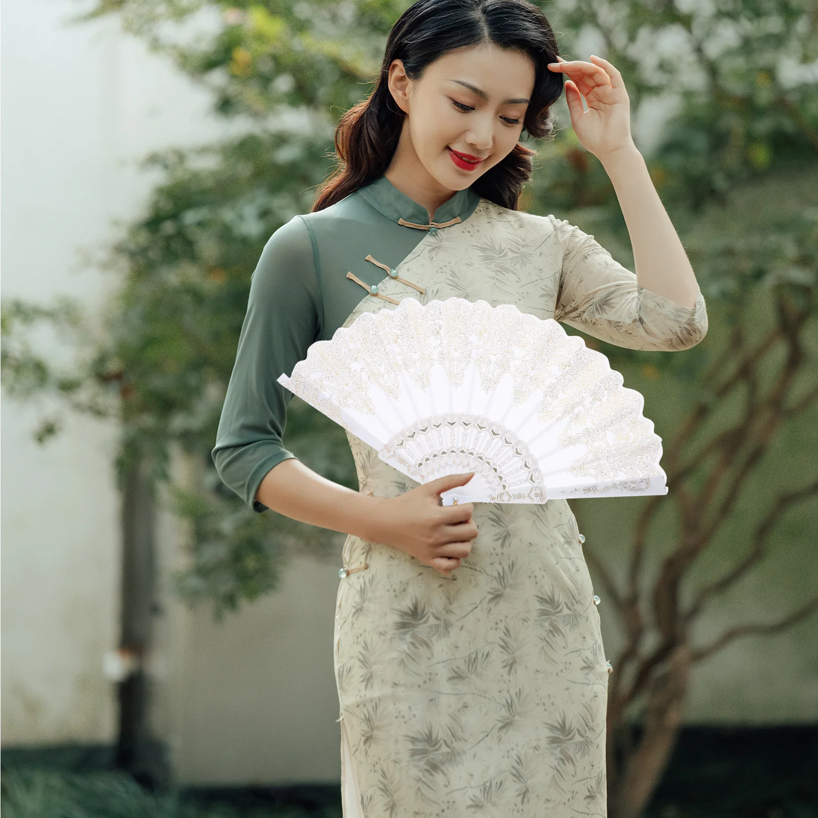

Extra Large Folding Hand Fan Chinese Design Single Sided Print Portable Fan for Event Decor Present for Loved Ones