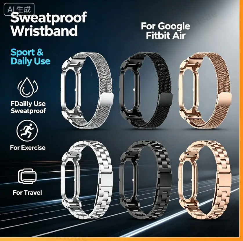 Magnetisches Uhrenarmband aus Zinklegierung für Google Fitbit Air, Ersatz-Armband für Google Sport Loop Correa Gürtel