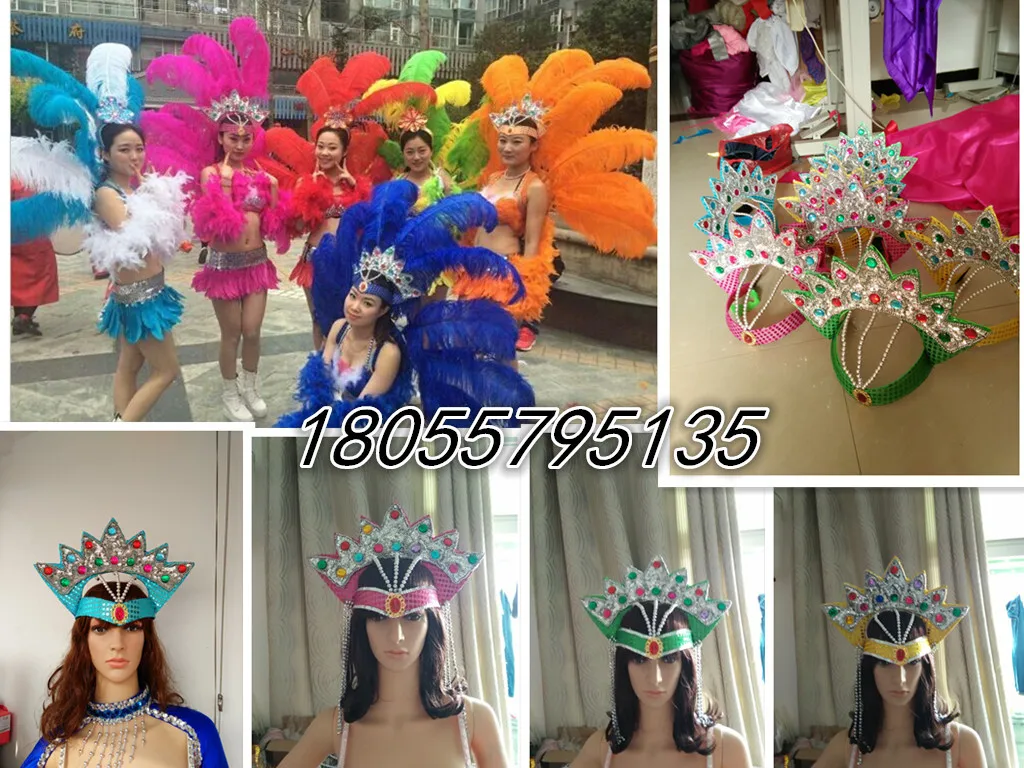 New Brazilian Samba Dance Performance Headpiece Purple Rose Red White Yellow Colorful Headpiece