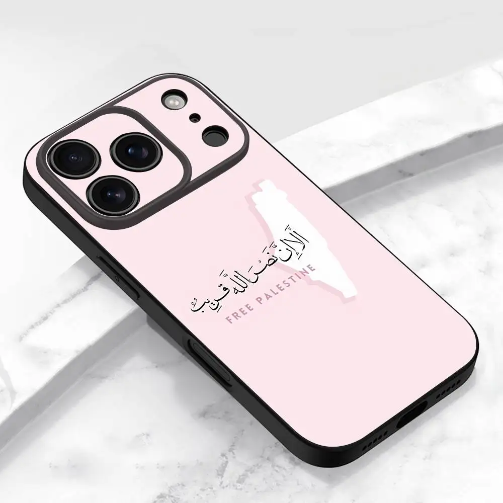 حافظة هاتف Flower P-Palestines-s Hattah Keffiyeh لهاتف iPhone 17,16,15,14,13,12,11,Pro,Max,Plus,E,Air,Mini غطاء أسود واقٍ