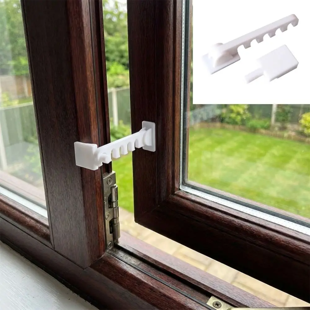 5 Gears Door Window Windproof Hooks Anti-Collision 3D Printed Window Restrictor Lock Plastic No-Drill Window Opening Limiter