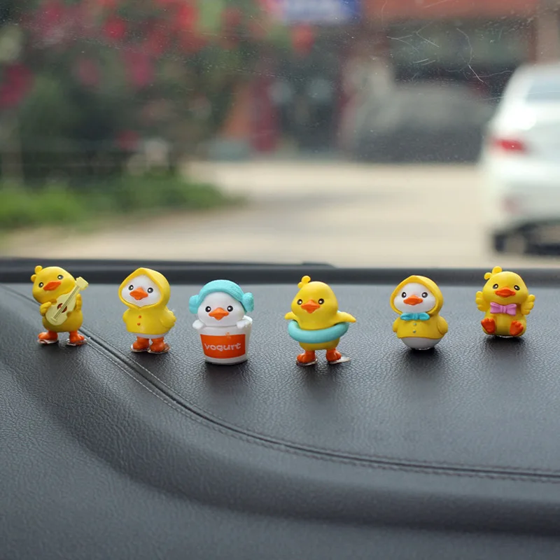 6pcs Anime Figure Little Yellow Duck Model Decor Cute Car mounted Ornaments Auto Interior Dashboard Accessories for Girls Gifts image 5