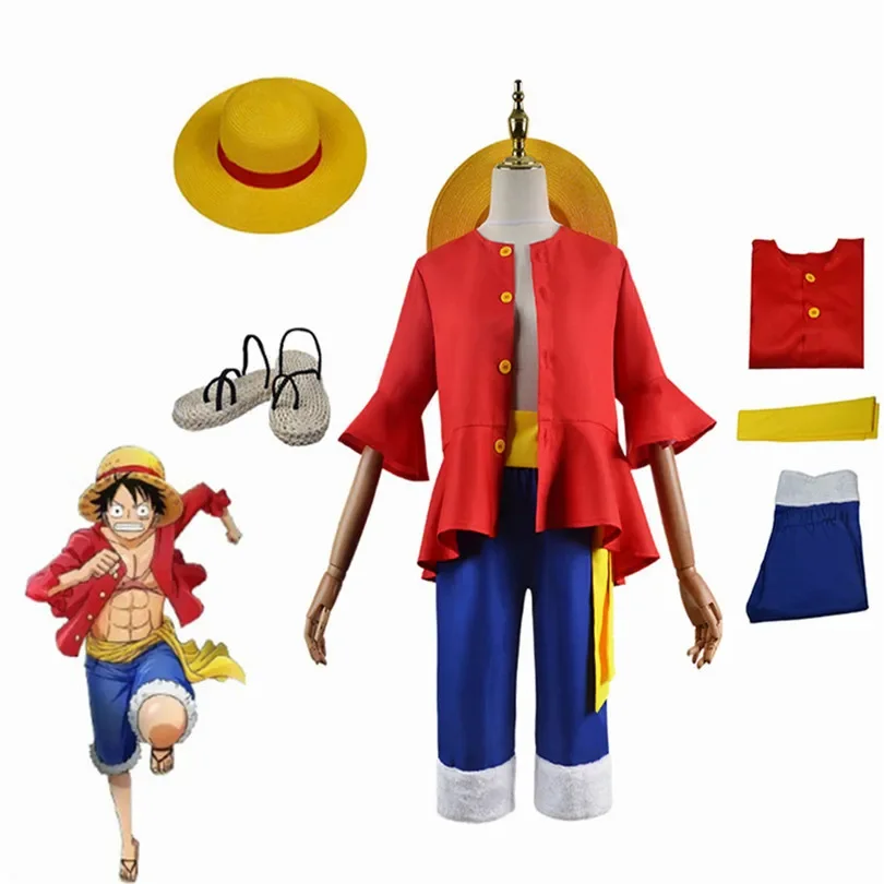 Adventure Live Movie Aduit Kids Role Playing One P-Piece rufy Costume Halloween Role Playing Anime giapponesi costumi da uomo per ragazzi