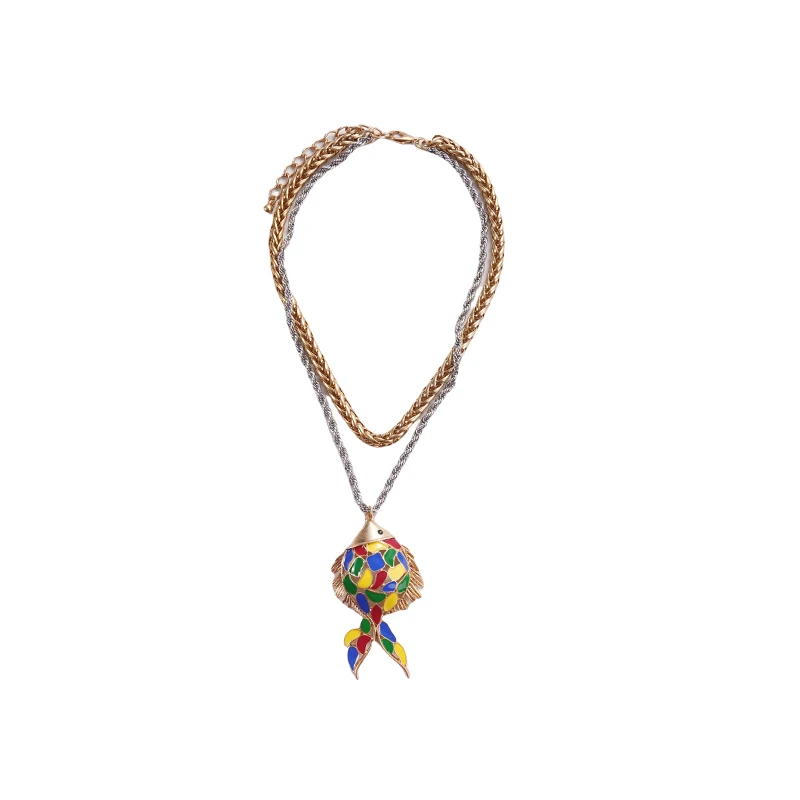 

Bohemian Style Double-Layer Chain Necklace with Marine Biology Pendant 2025 Fashion Trend Jewelry Accessory