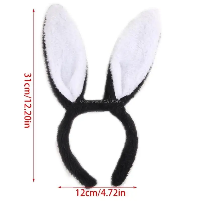 Plush Hair Hoop Bunny Ears Headband Theme Party Stage Performance Headdress Christmas Easter Cosplay Costum