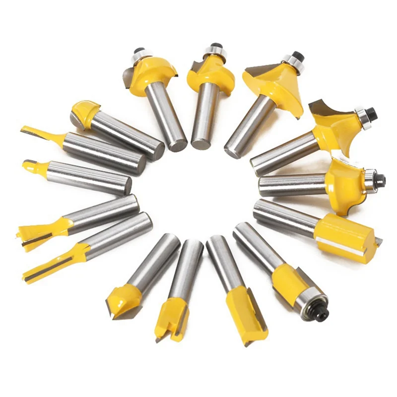 

A76K 15Pcs 6.35Mm Trimming Straight Milling Cutter Wood Bits Kit Tungsten Carbide Cutting Woodworking Trimming