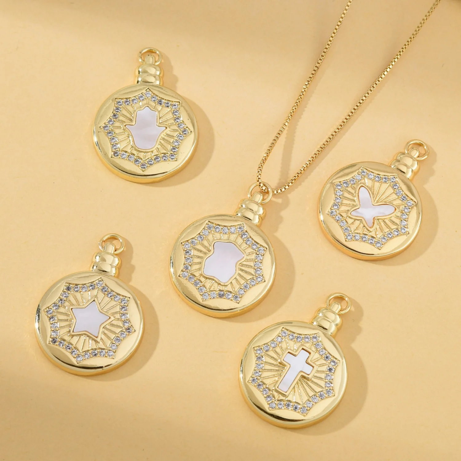 

5pcs Europe and The United States Natural Shell Star Love Necklace Pendant Accessories DIY Jewelry Making Materials Wholesale