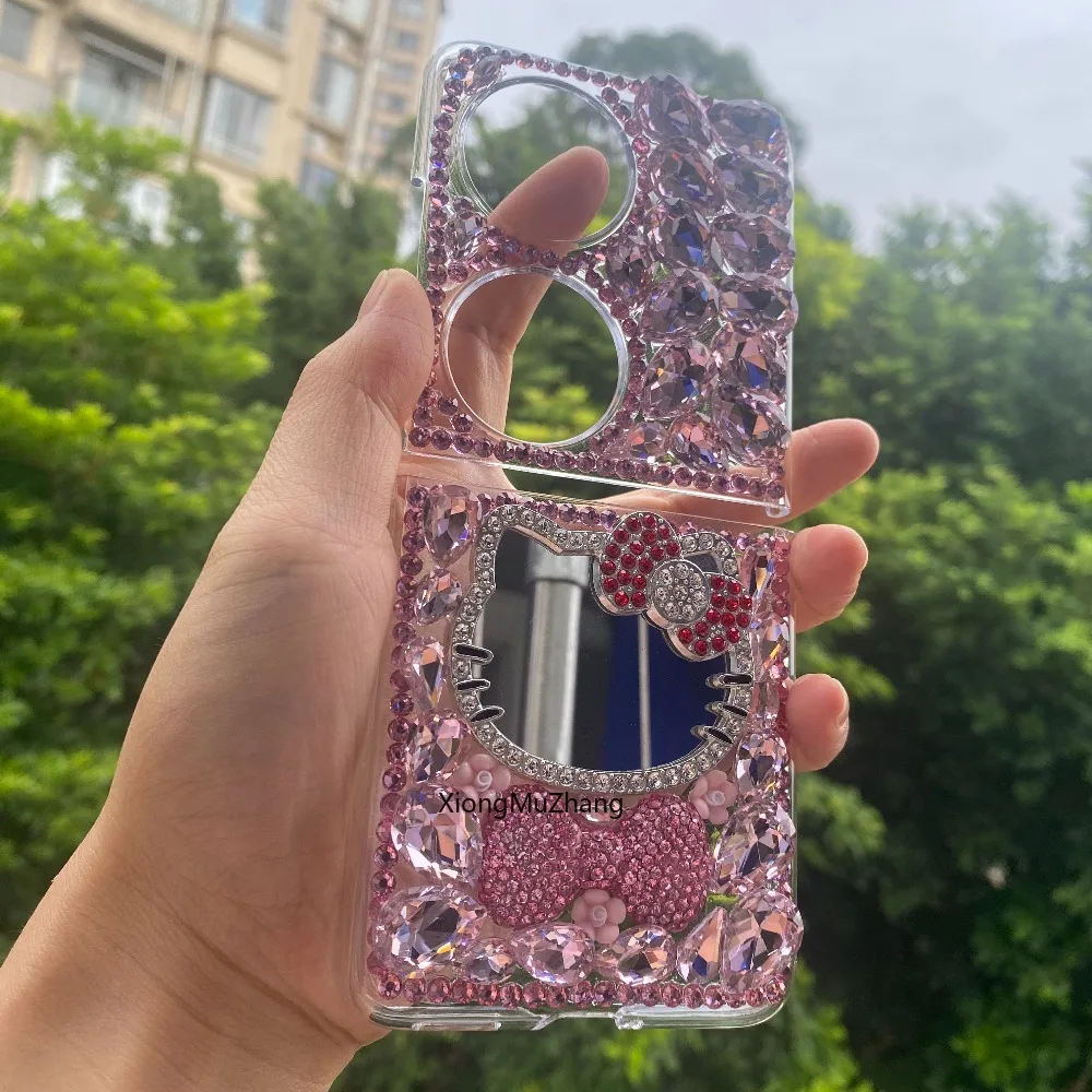 Чехол Sanrio Hello Kitty для OPPO Find N2Flip N3Flip X Fold2 Mix Flip2 P50 Pocket Honor Magic V Flip Diamond Makeup Mirror Cover