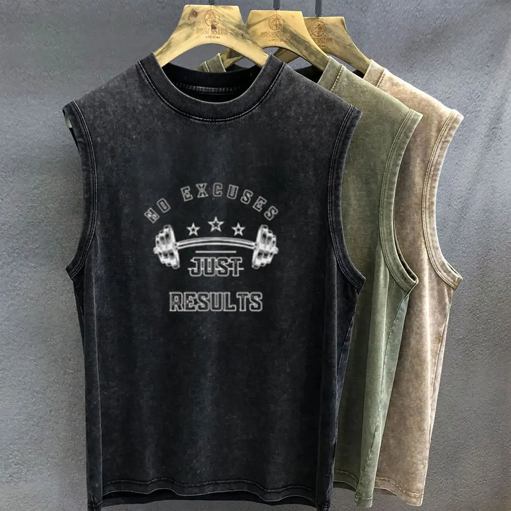 Oversized T Shirt for Men Vintage Washed Muscle Duck Cartoon Graphic Print Tank Top Sleeveless Vest Woman Gym Y2k Clothes Summer image 2