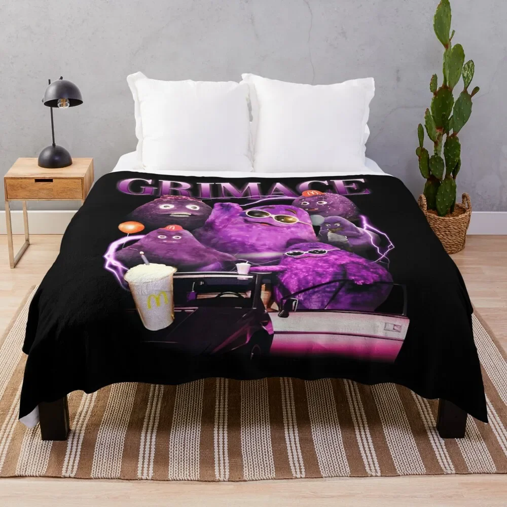 

Grimace in 90s Throw Blanket Soft Sherpa Fleece Warm Blanket for Winter