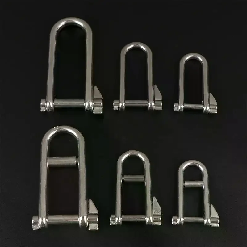 5-8mm Super Strong Stainless Steel Long Swivel Pin Safety Lock Shackle Joint Link Keychain Surf Ski Boat Marine DIY Hardware