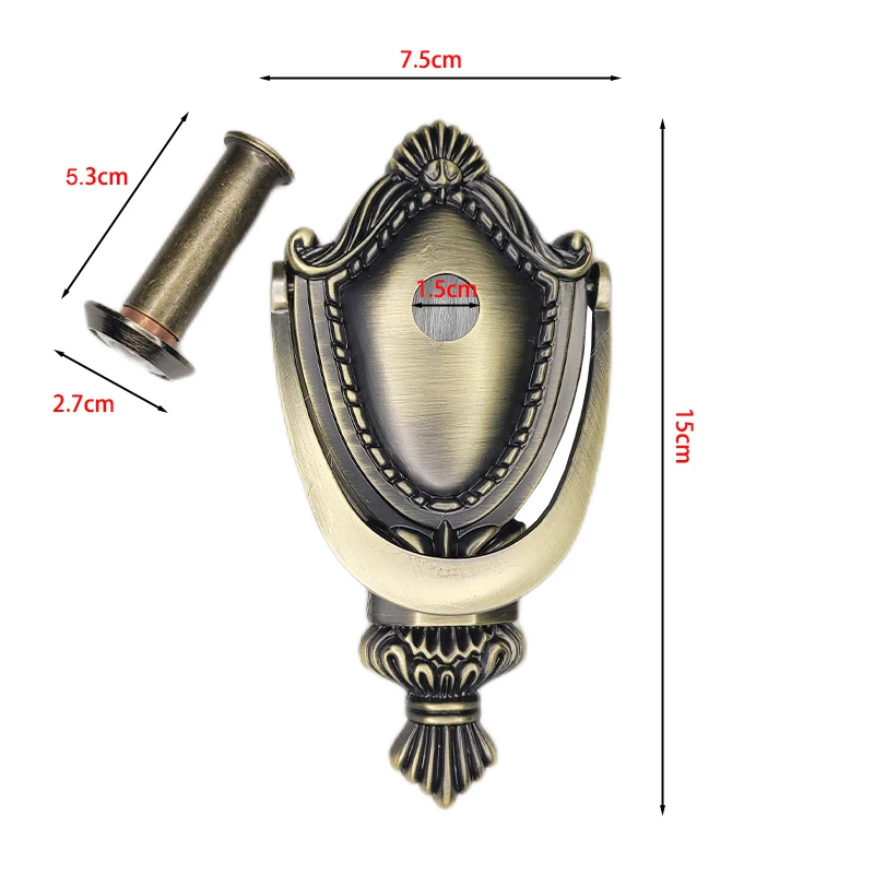 Large With Privacy Mirror Door Knocker Antique Zinc Alloy Security Door Cat\'s Eye Handle Decor for Home Decoration Knock Hardwar