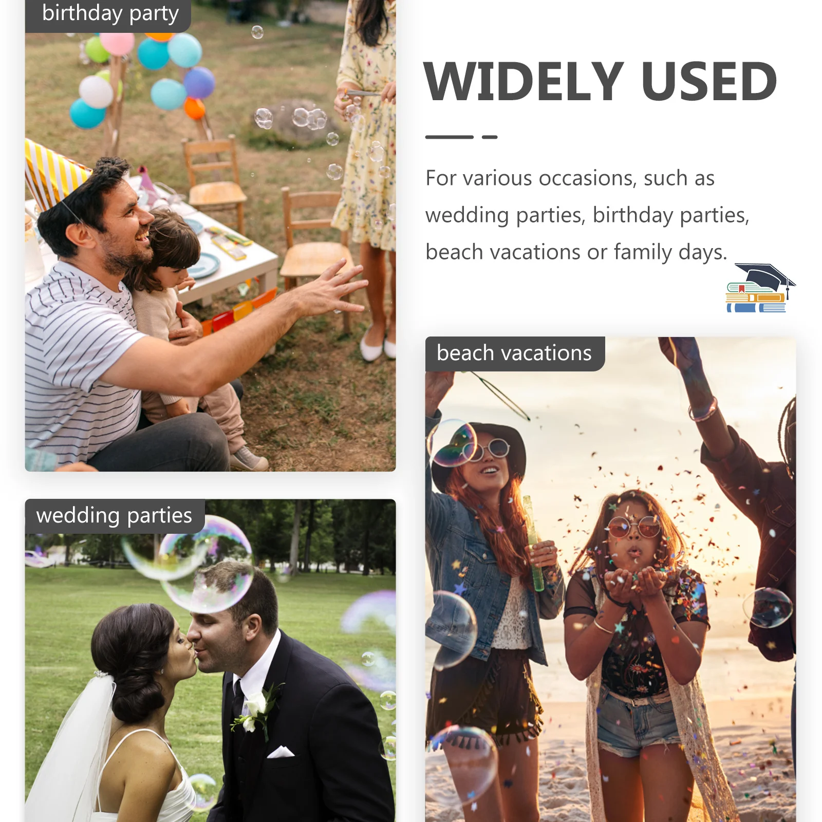 1 Set Bacchette per bolle Kit Grande creatore di bolle Durevole Abs Riutilizzabili Creazione di bolle per bambini Festa di compleanno all'aperto Matrimonio Spiaggia