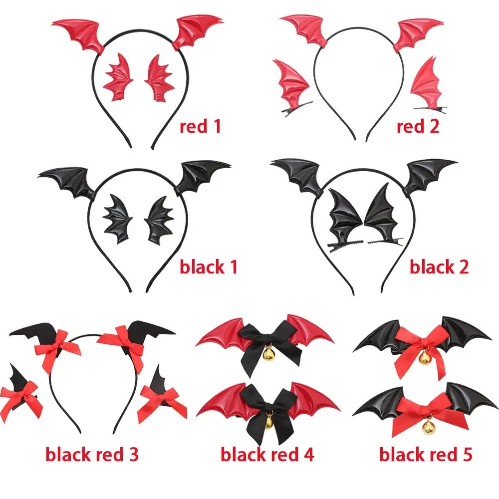 لطيف أجنحة الخفافيش شكل الخفافيش عقال القوطية رئيس ديكور مشبك شعر هوب مجموعة زي الشعر الأطواق عيد الميلاد عيد الهالوين #5