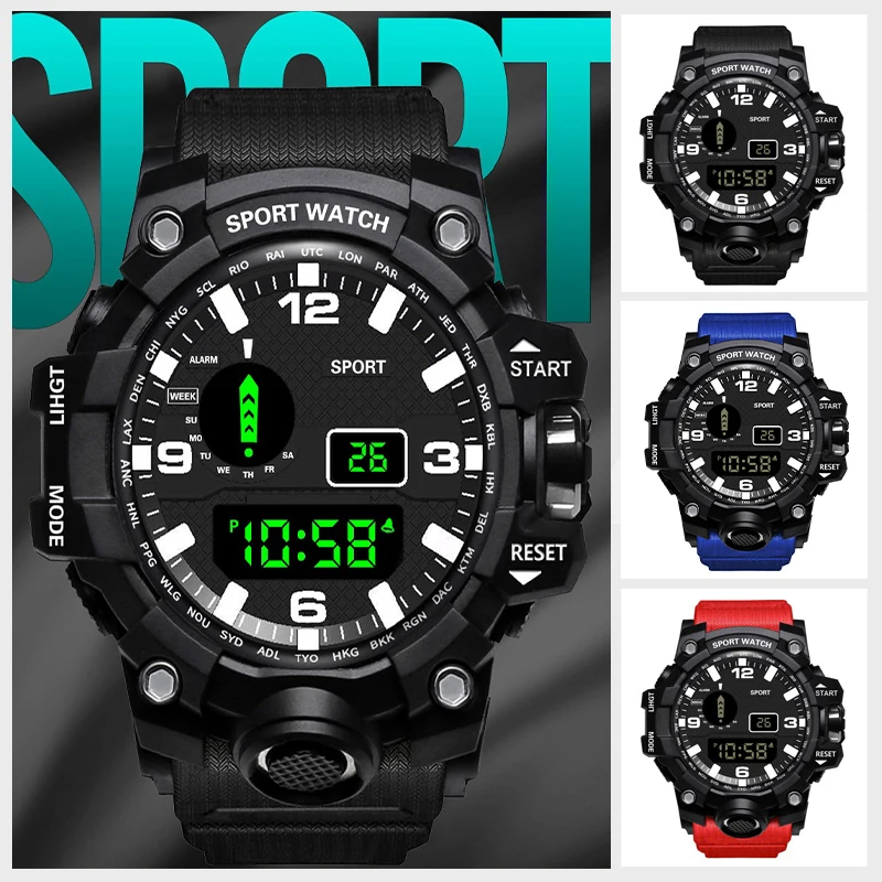 Top Brand Style Sports Boys Watches Military Quartz Watch Men Led Digital Electron Wristwatch For Teen Clock