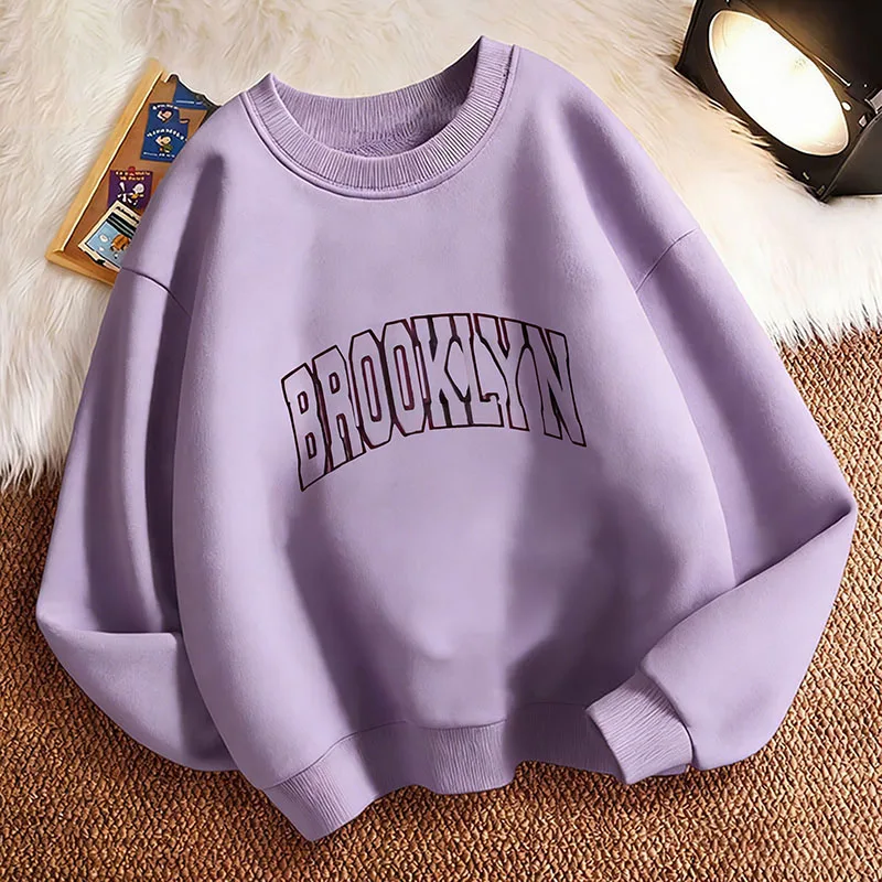 Fashion Brooklyn Letter Hoodies Children's Pullover Spring Crew Neck Graphic Print Hoodie Boy/Girl Kids Hoody Sweatshirt