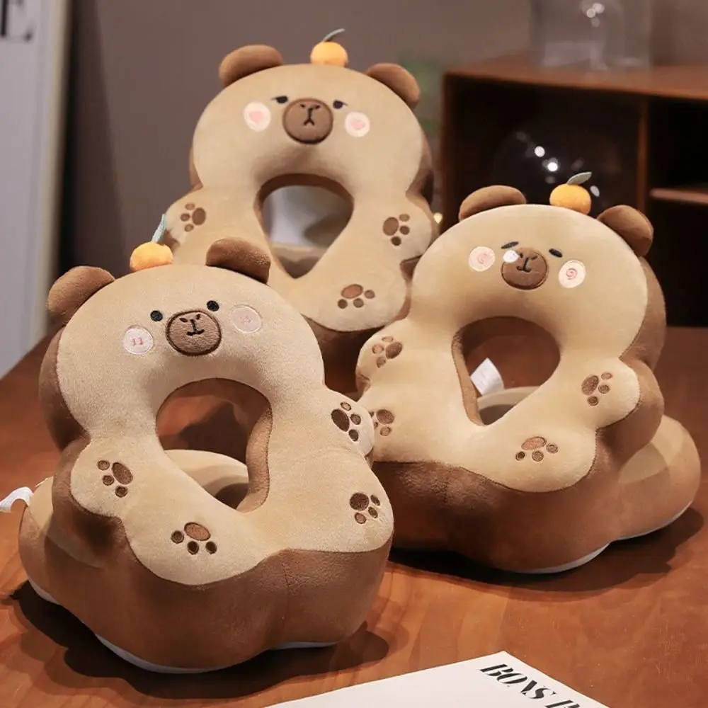 

Friend Gift Cute Capybara Nap Pillow Cosy Full Headrest Travel Neck Protection Pillow Face Down Pillows for Office School Desk
