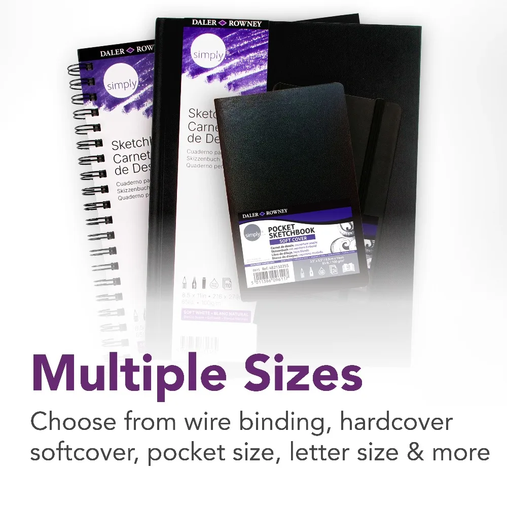 Daler-Rowney Simply... Sketchbook, Soft White Pages, (65lb/100g), Black Hardcover Binding, 144 Pages, 3.5" x 5.5" view 6