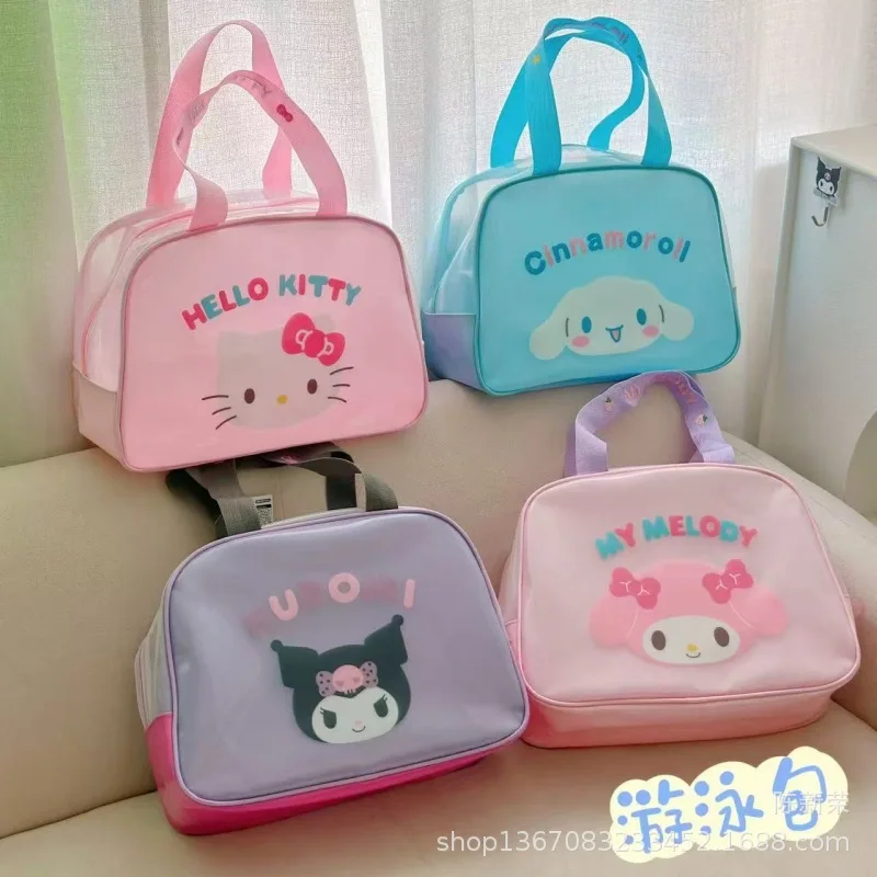 Kawaii Hello Kitty Kuromi My Melody PVC Waterproof Swimming Bag Sanrio Anime Girly Heart Cute Convenient Toiletries Storage Bags