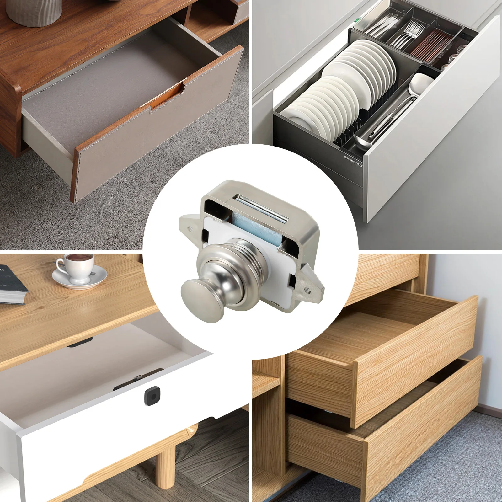 5/10Pcs Push Locks Button Latch Camper Car RV Caravan Boat Drawer Cabinet Door Catch Keyless Cupboard Locks Furniture