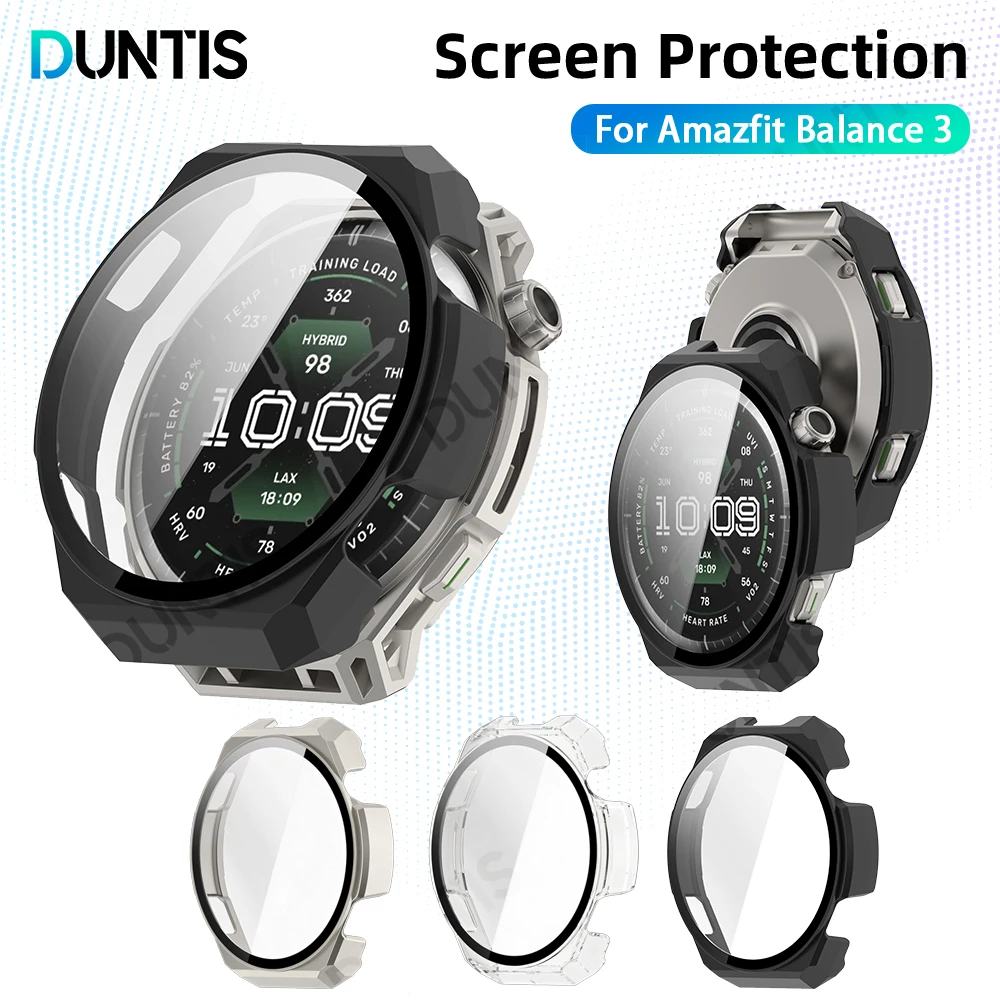 Case + Glass for Amazfit Balance 3 Screen Protecor All Around Coverage Protective Bumper Case Cover Anti-scratch Accessories