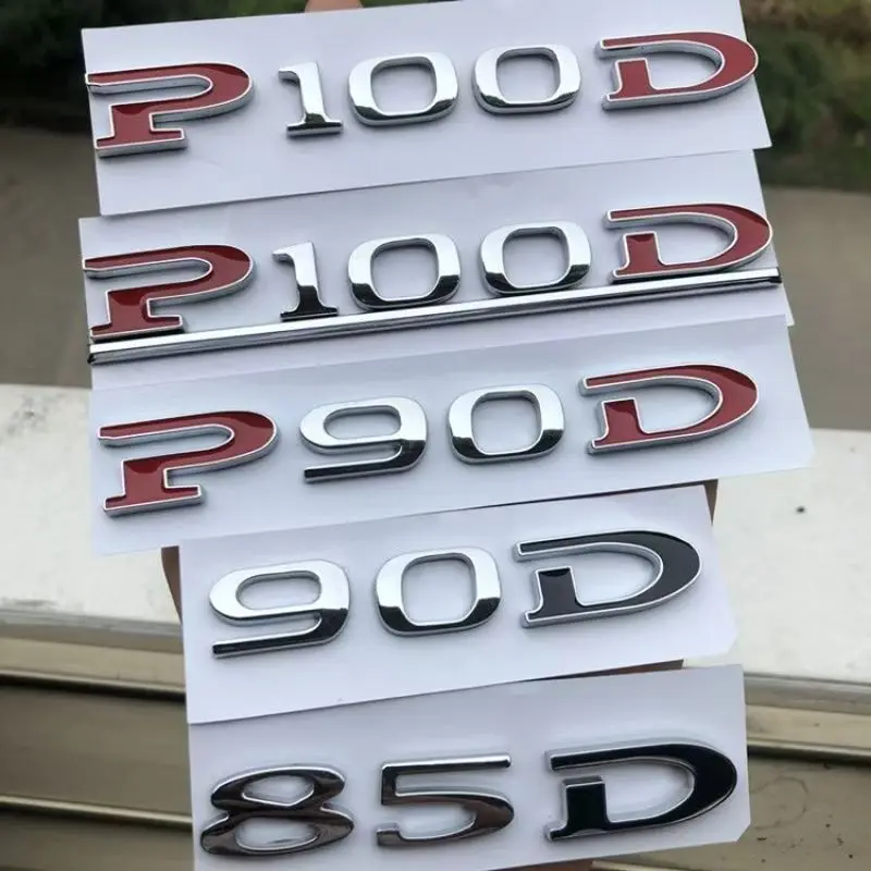 

P75D P85D P90D P100D Эмблема с буквами ABS для Tesla Model 3 Model X Model S Стиль автомобиля Наклейка на багажник Красный Черный