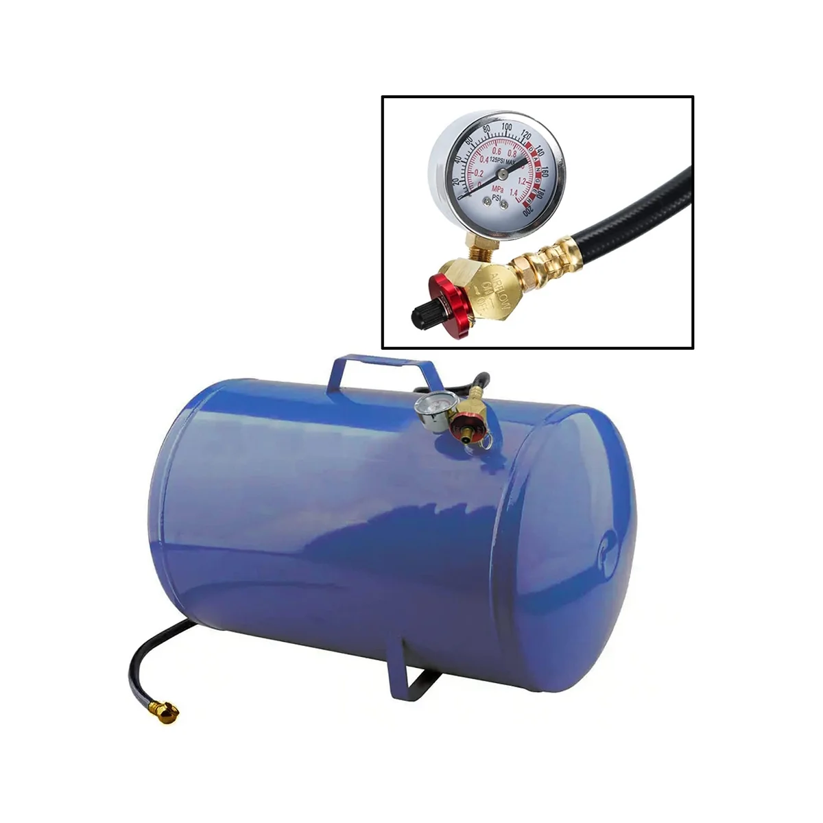 Air Tank Valve Kit with Gauge,Come with 2 Inch Pressure Gauge 1/8 Inch NPT,4 Ft Air Hose 1/4 Inch Knob Air Tank Manifold