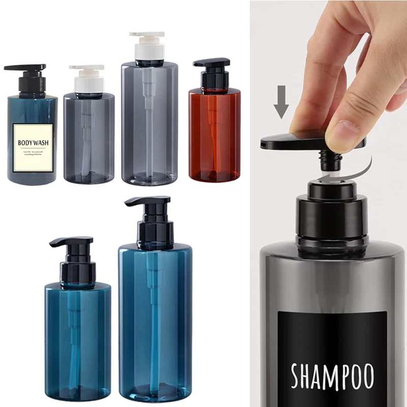 

20 шт., 300/500 мл, многоразовые пустые пластиковые бутылки с насосом, дозатор лосьона, контейнеры для ванны, шампунь, гель для душа, кондиционер