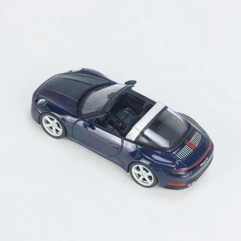 Мини GT 1:64 модель автомобиля 911 Targa 4S литье под давлением-Gentian синий металлический дисплей подарки