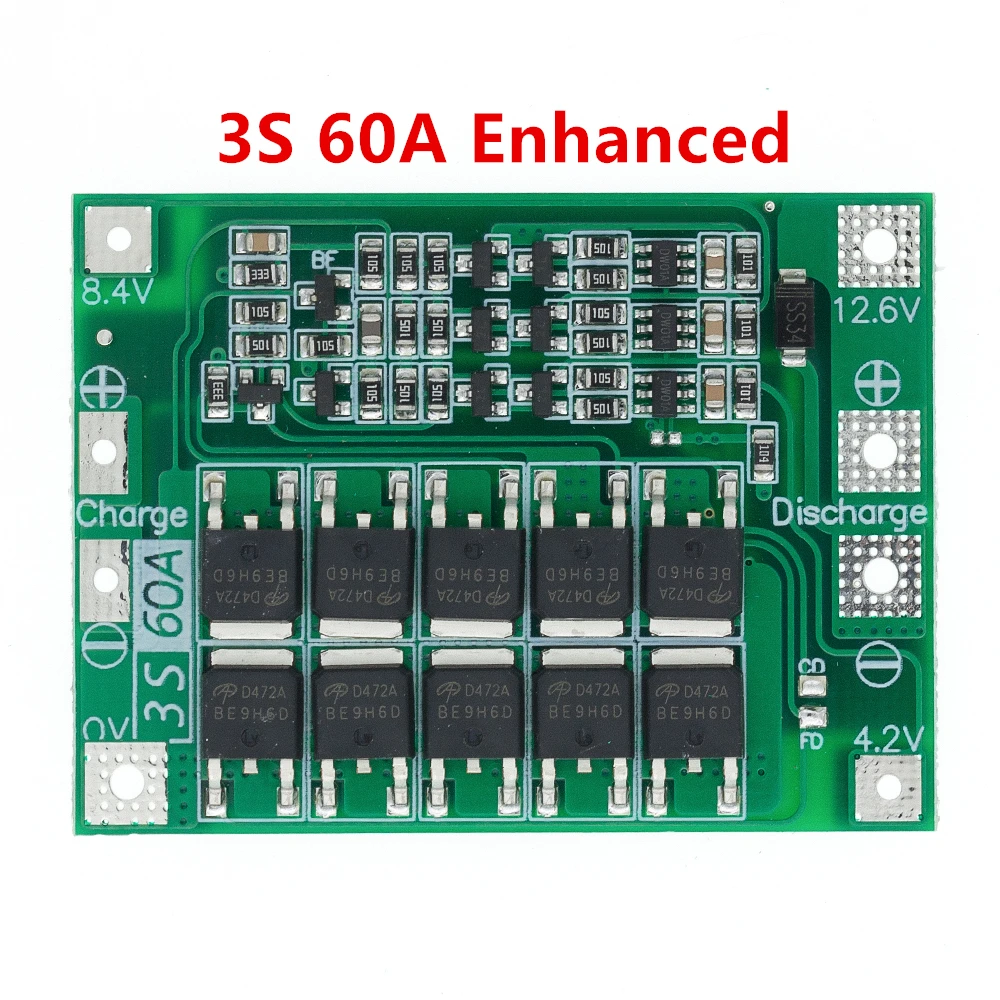 3S/4S 40A 60A Li-ion Lithium Battery Charger Protection Board 18650 BMS For Drill Motor 11.1V 12.6V/14.8V 16.8V Enhance/Balance