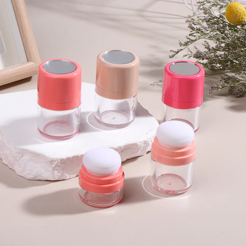 Mini Empty Refillable Loose Powder Box With Powder Puff Diy Cosmetic Powder Case Blusher Finishing Powder Jar Container