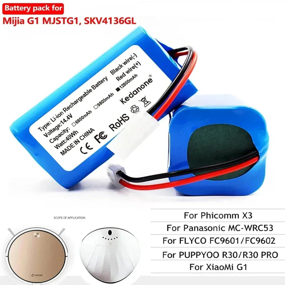 

2024 New 14.4v/14.8v 6800mAh 18650 Li-ion Battery for Xiaomi G1 Vacuum-Mop Essential MJSTG1 Robot Vacuum Cleaner Batteries