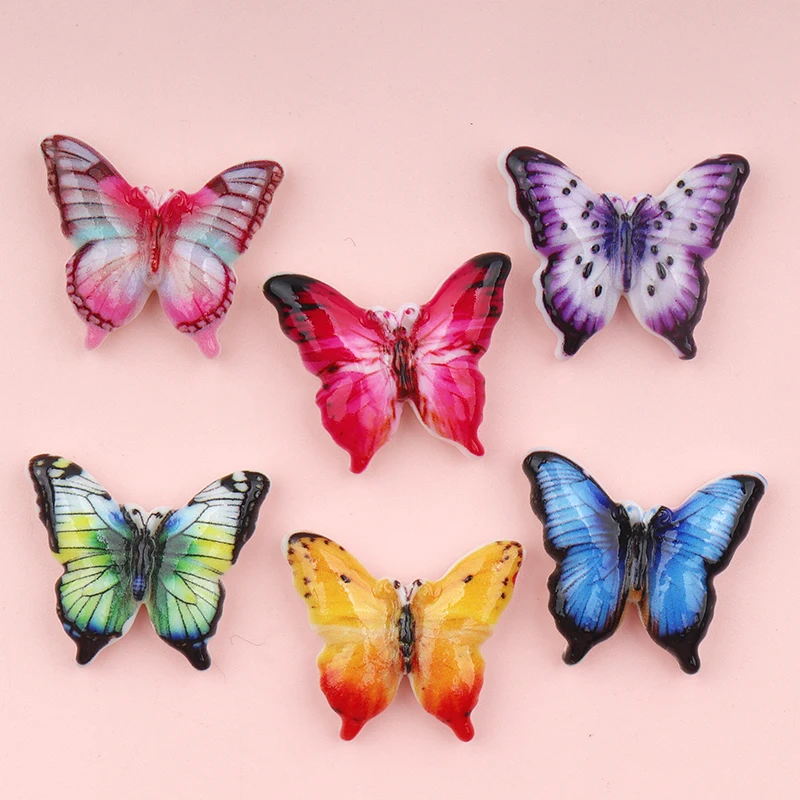 10/100pcs Small Cartoon Print Butterfly Flat Back Resin Scrapbooking DIY Jewelry Craft Decoration Accessorie