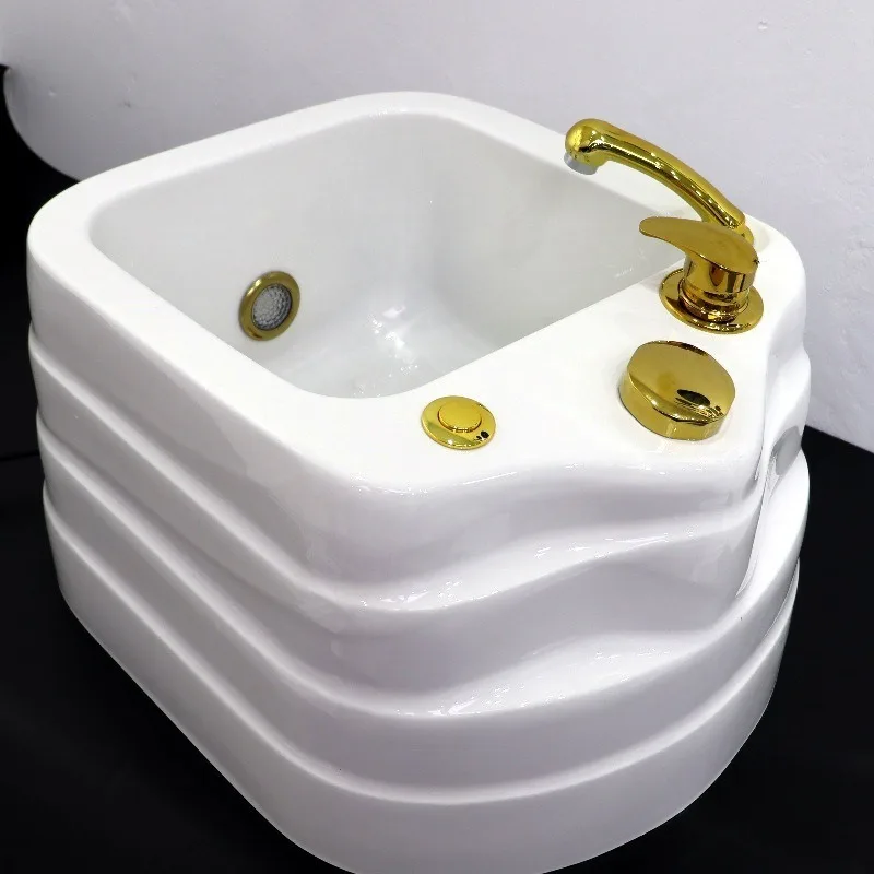 Oval Acrylic Foot Spa Bath with Bubble Surge Massage Foot Soaking Basin for Commercial Pedicure Shop Home Use