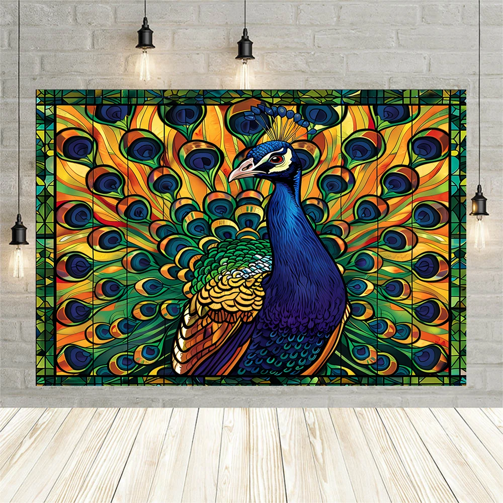 Peacock Theme Birthday Green Purple Photography Decoration Background Vinyl Props Photo Banner Poster Photography Studio