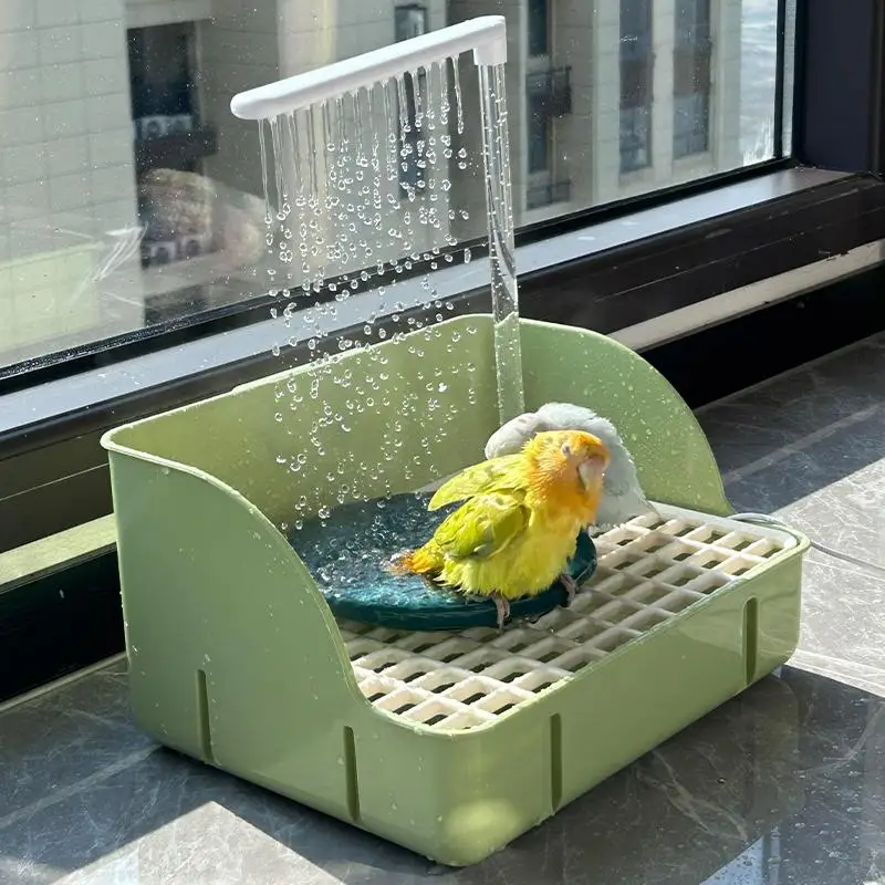 Lavabo eléctrico de baño para pájaros con circulación automática de agua, bañera de lluvia para budgerigars, calopsitas ypeonías