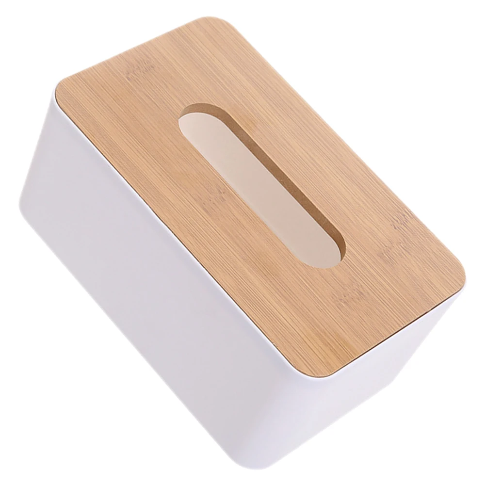 

Solid Wood Tissue Box Cover Large Rectangle Size Removable Dust Water Resistant Easy Clean Home Office Decor Compact