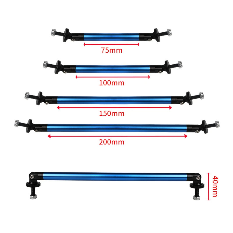 JDM Adjustable Car Front Frame Bumper Lip Protector Rod Support Bars Decor Lip Proector Rod Splitter Strut Tie Bar Kits