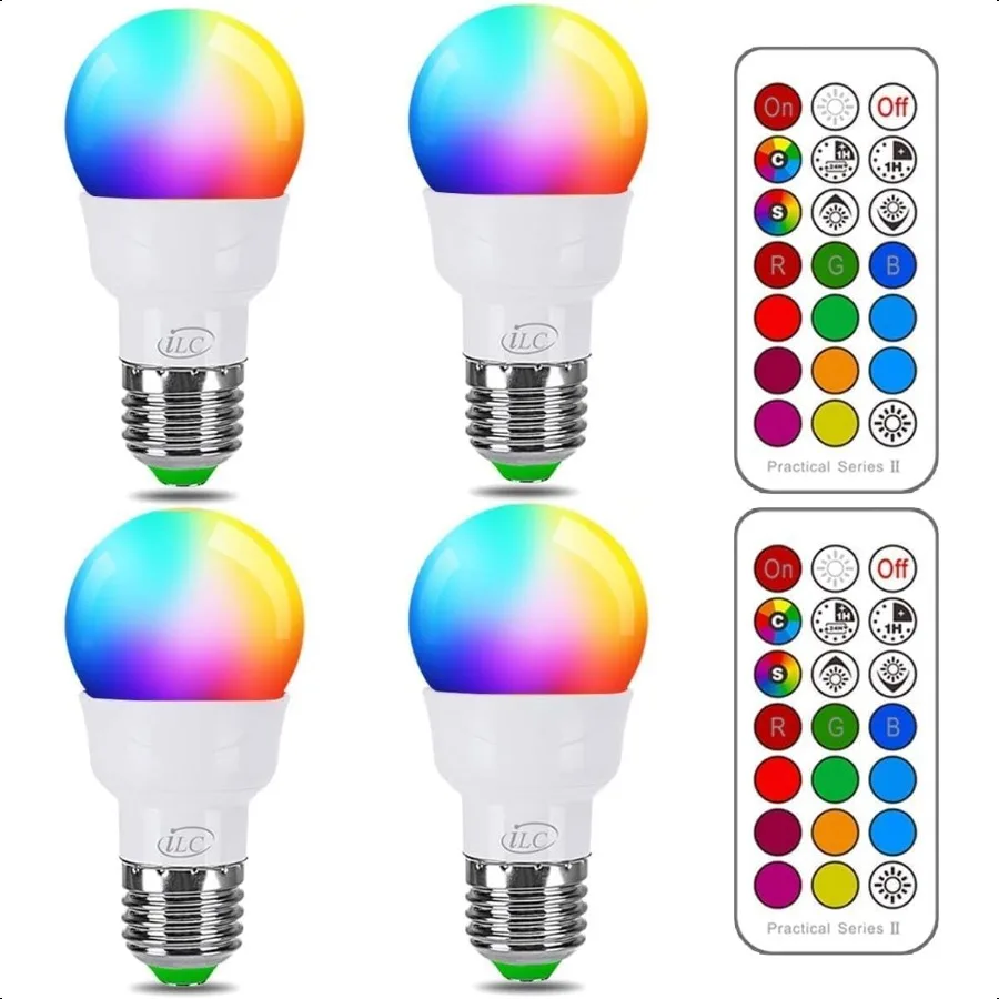RGB LED Color Changing Light Bulb 40W Equivalent 450LM 2700K Warm White 5W E26 Screw Base RGBW Flood Light Bulb 12 Color Choice