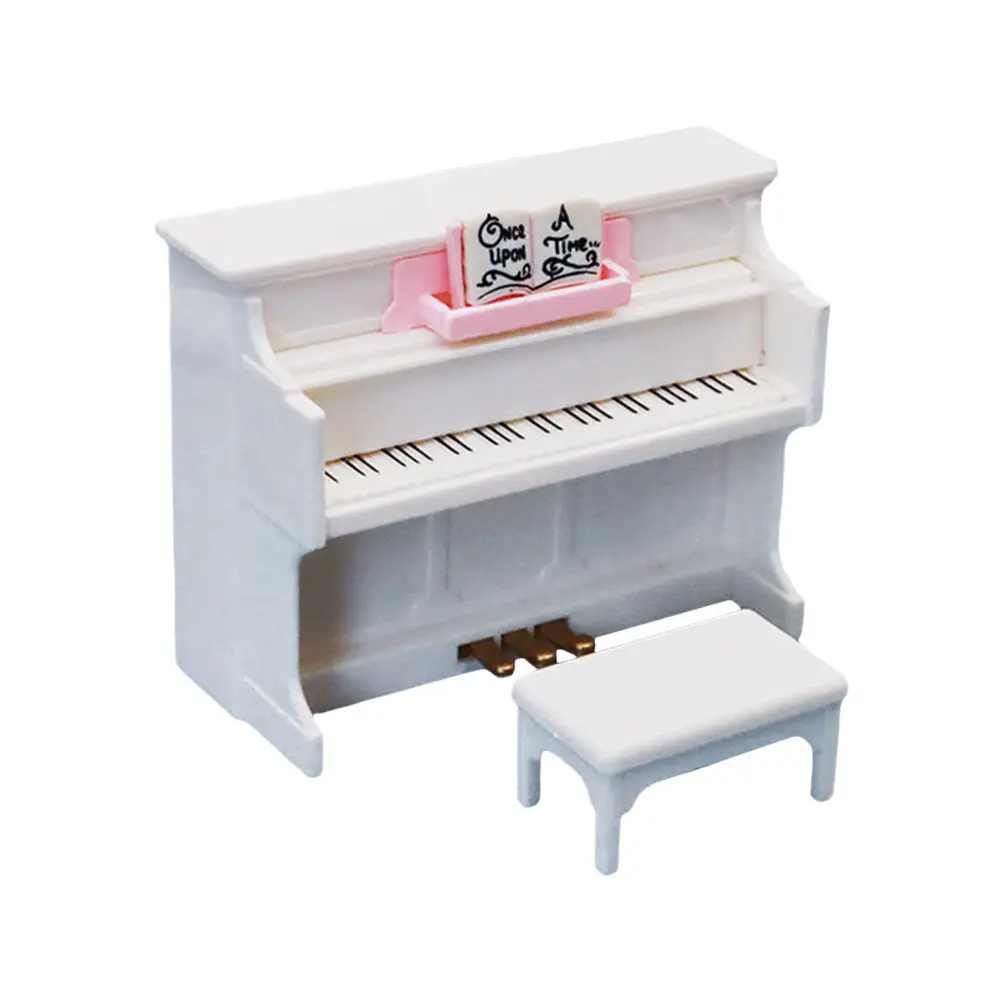 1Set Miniature Piano with Stool High-Quality Safe Decor for Mini House Scene Creative Micro Landscape Decoration Photo Prop Kids
