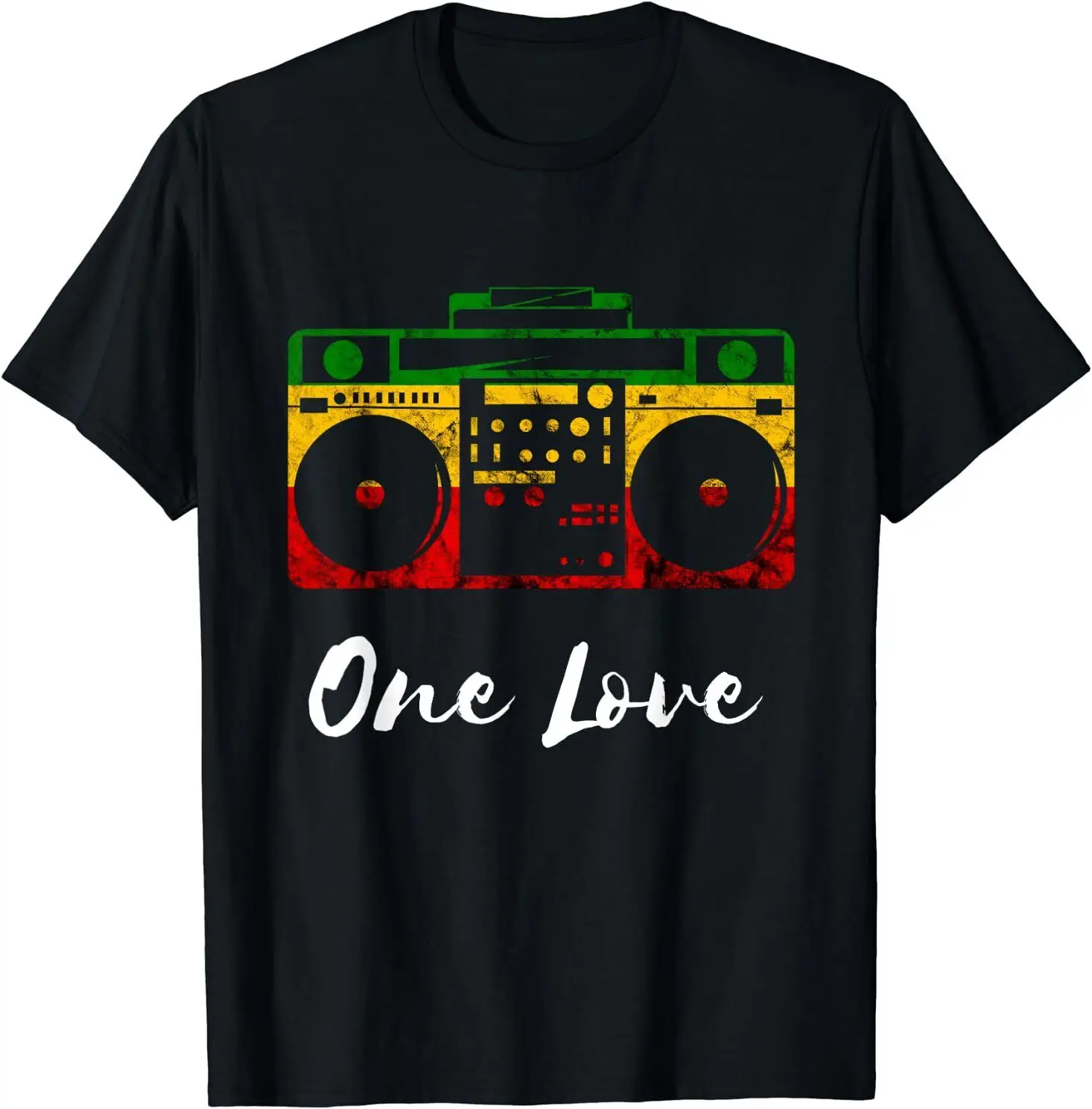 One Love Boombox Musicbox Rasta Reggae Music Rastafari Roots T-Shirt Size S-5XL